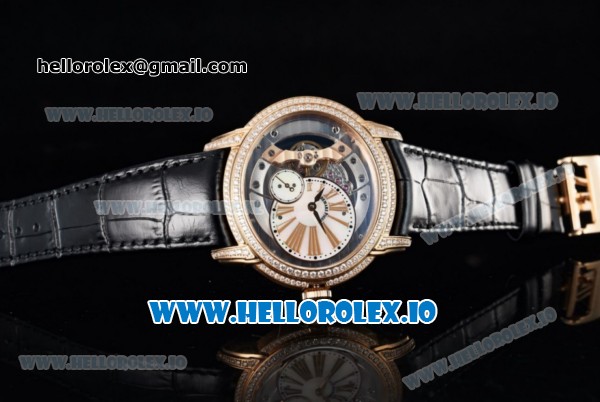 Audemars Piguet Millenary Miyota 9015 Automatic Rose Gold Case White Dial With Roman Numeral Markers Black Leather Strap - Click Image to Close